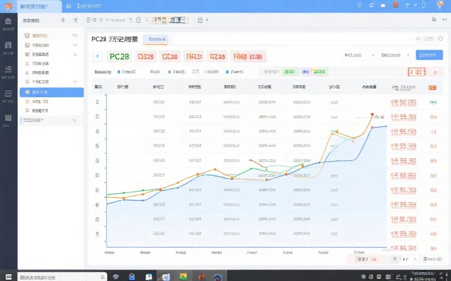 一张电脑截图,显示Excel中整理的PC28历史开奖数据和自动生成的趋势走势图,数据清晰、结构分明